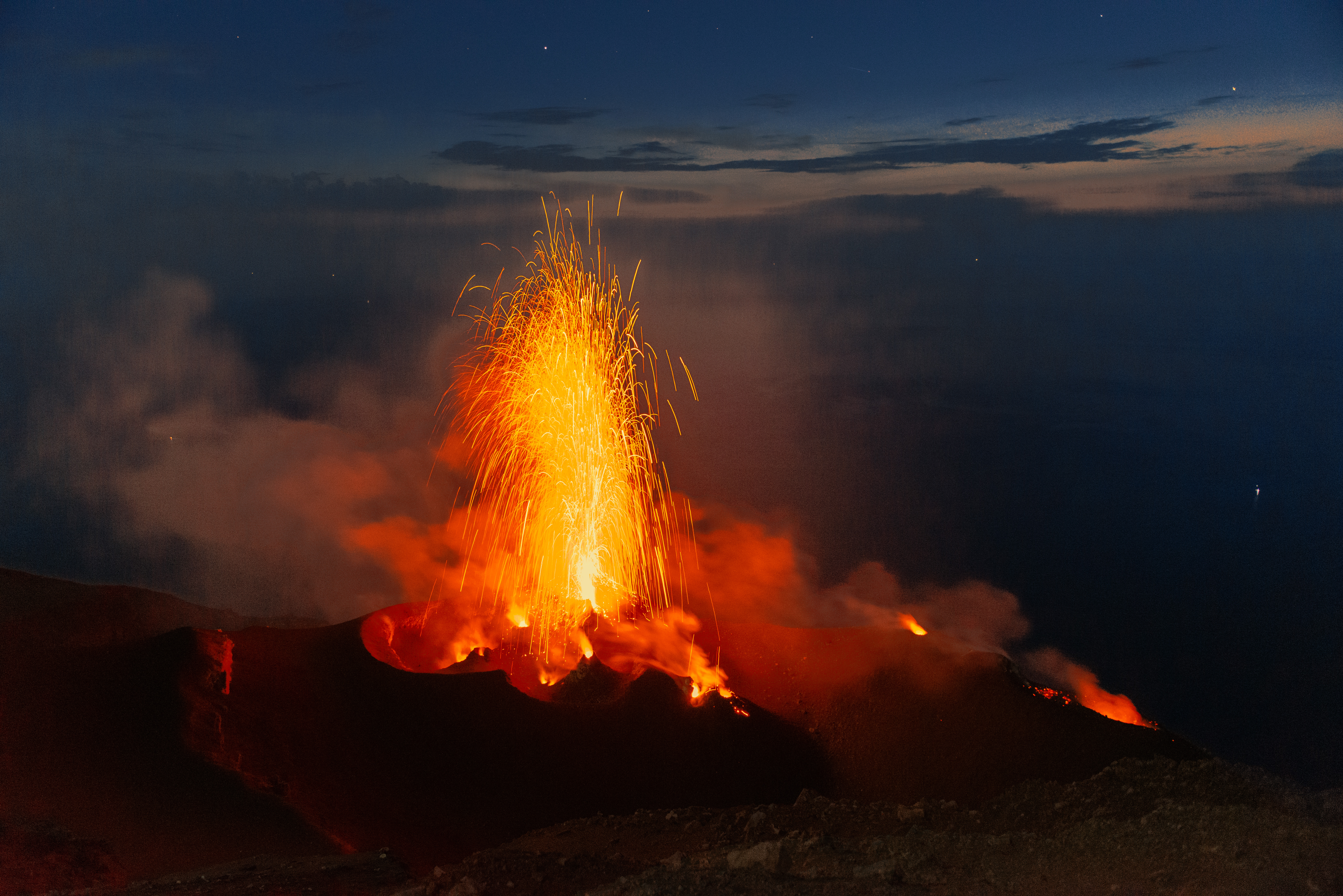 Dramatic view of Taniti's volcanic landscape with lava formations